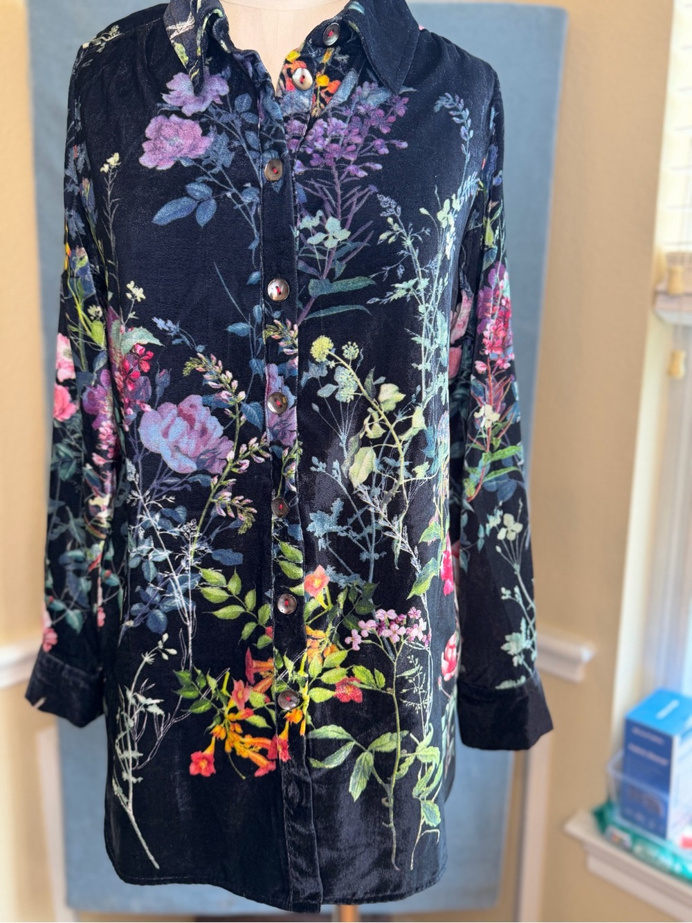 Soft Surroundings Velvet Button-Down Tunic - Size Sm